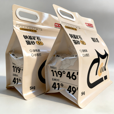 Сыдырма тұтқасы бар сегіз жақты тығыздалған мысық қоқыс сөмкесі