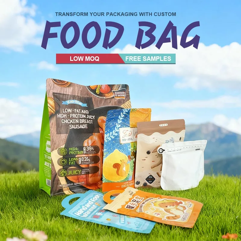 Dried fruit and nut packaging bags with Windows and zippers